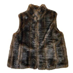 Giacca Reversible Faux Fur Vest Womens Brown & Black Large
